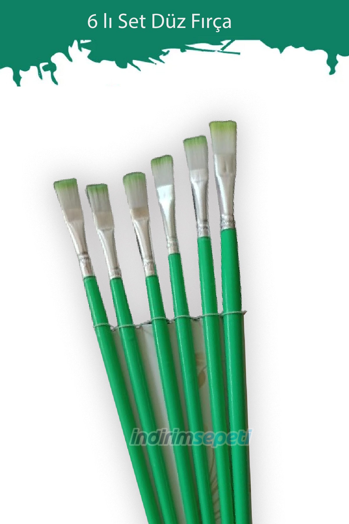 Fırça Seti Düz Fırça Seti 6 'lı  Yeşil Renk - Indirimsepeti