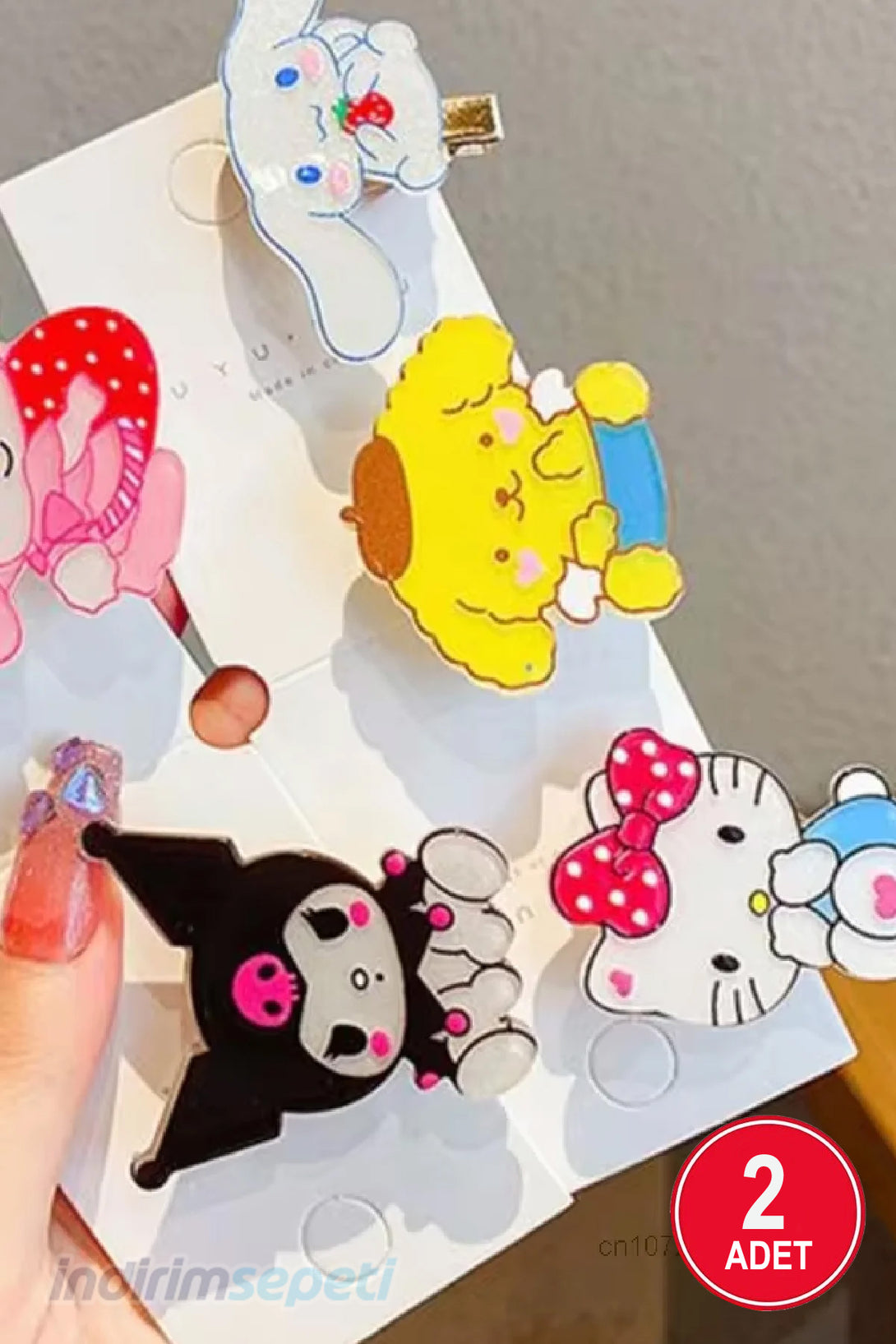 Kawaii Sanrio Hello Kitty Cinnamoroll Anime Sanrio Karakterleri Mandal ve Pens Toka 2 li Set