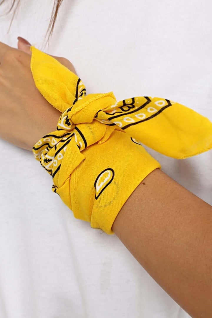 Bandana Etnik Desenli Bisiklet & Motosiklet Etkinlik Gezi Eğlence Pamuklu Sarı - Indirimsepeti