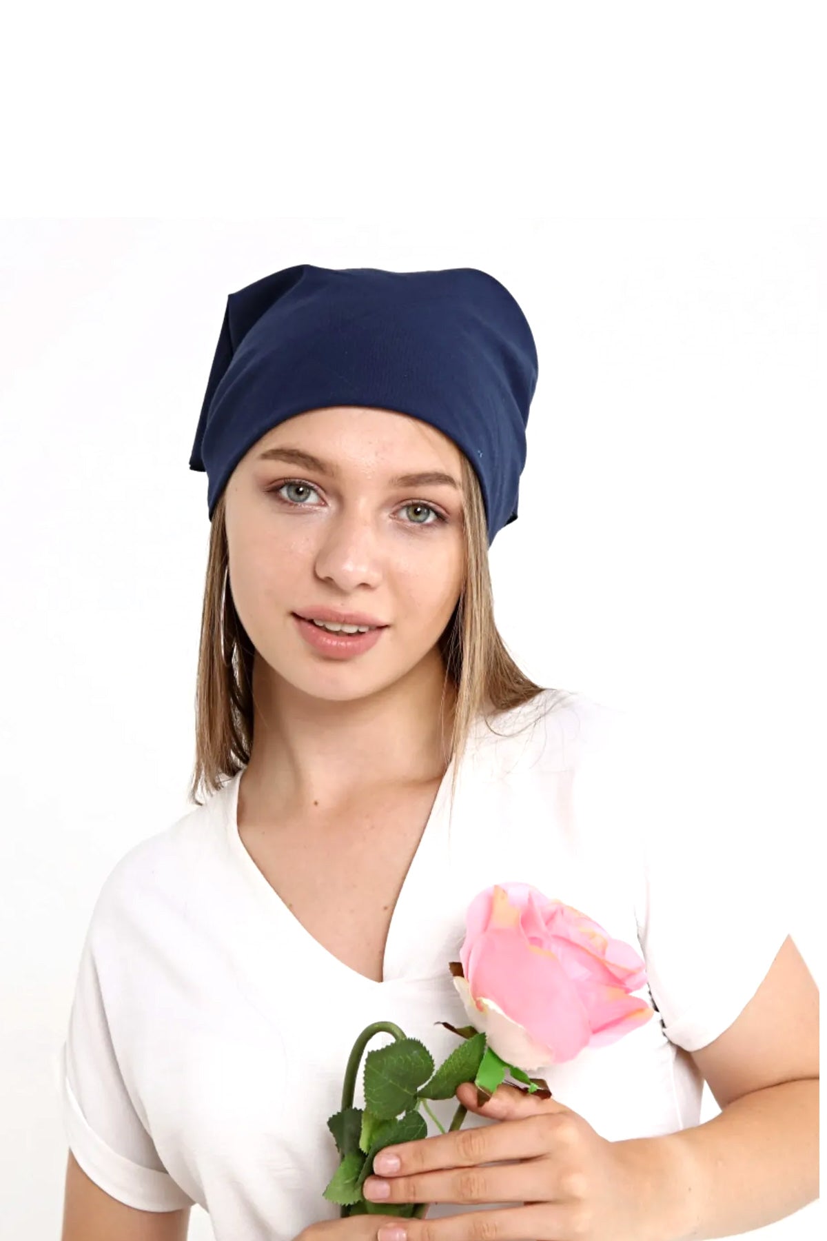 Lacivert Pamuklu kumaştan Bandana Desensiz Lacivert Saç Aksesuar Fular - Indirimsepeti