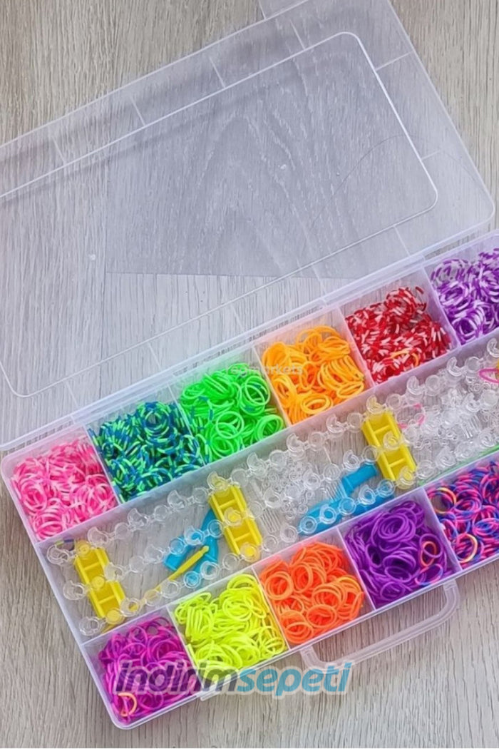 DIY Elastik Bant Dokuma El Yapımı Renkli Kauçuk Bant, 12 Bölmeli, Bileklik ve Bilezik - Indirimsepeti