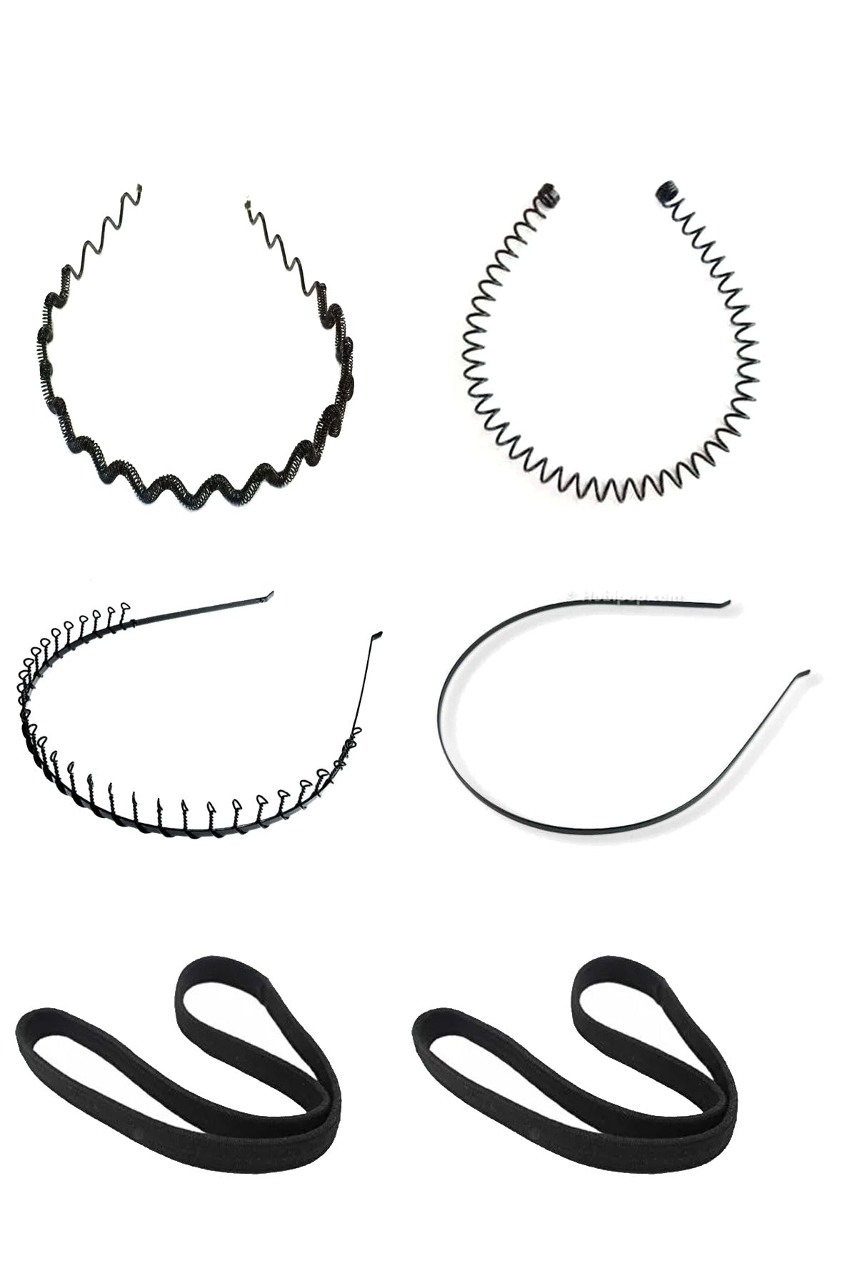 Sporcu Saç Bandı Zigzag Taç Yayı Taraklı Taç Saç Tel 6 lı Set Unisex - indirimsepeti