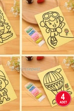 Kum Boyama A4 Boyutunda 4 Adet Kum Boyama Seti, Büyük Boy Kum Boyama Seti - Indirimsepeti