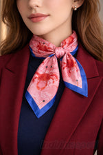 Yengeç Desenli Fular Bandana Marine Esintili Pembe Saten Boyun Atkısı ve Çanta Aksesuarı 50x50 cm - indirimsepeti