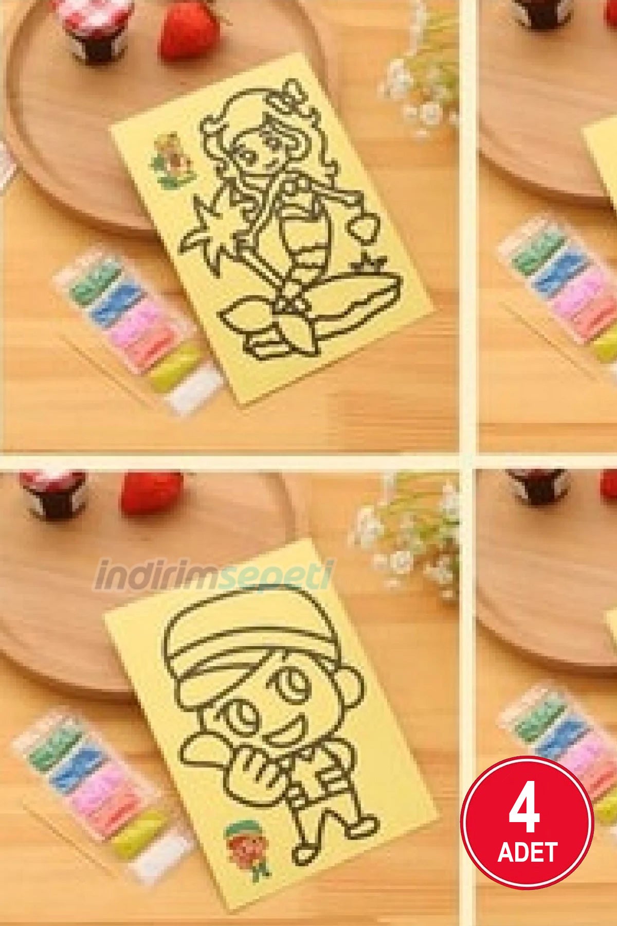 Kum Boyama A4 Boyutunda 4 Adet Kum Boyama Seti, Büyük Boy Kum Boyama Seti - Indirimsepeti