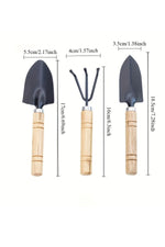 Ahşap Saplı Metal Uçlu 3 Parça Mini Tırmık ve Kürek Çiçek Bitki Fidan Dikim Çapalama Hobi Bakım Seti - Indirimsepeti