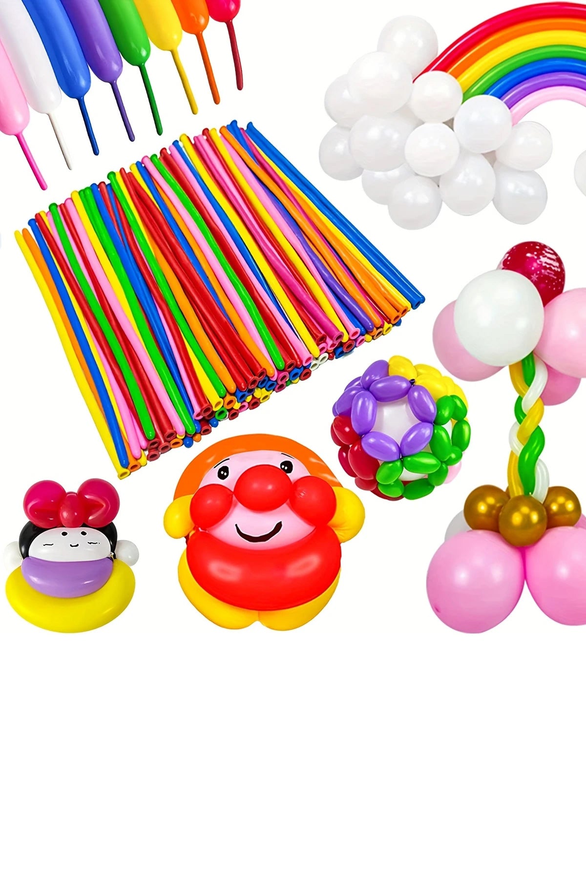 100 Adet Canlı Çok Renkli Sosis Model Balon Uzun İnce Lateks Balonlar Bükme & Şekillendirme Düğün Doğum Sevgililer Günü & Şükran Günü Süsleme - Indirimsepeti