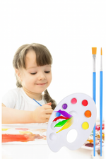 Resim Paleti ve Resim Fırça Seti 2 Adet Fırça Akrilik Boya Guaj Boya Suluboy