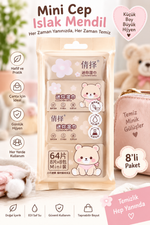 Mini Cep Islak Mendil 8’li Paket – 64 Adet | Çanta, Çocuk ve Günlük Kullanım İçin Pratik Islak Mendil 1 Adet