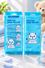 Mini Cep Islak Mendil 8’li Paket – 64 Adet | Çanta, Çocuk ve Günlük Kullanım İçin Pratik Islak Mendil 1 Adet
