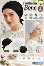 Siyah & Beyaz Pamuklu Dikişli Bone 2’li Set – Bağlamalı Rahat Saç Bonesi