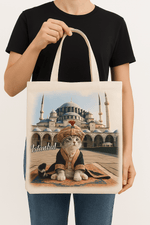 Kedi Baskılı Bez Çanta, Omuz Çantası, 40*30 cm, Genç, Yetişkin Kadın Unisex Çanta, Okul, Tatil Gezi Çanta Model 3 - indirimsepeti
