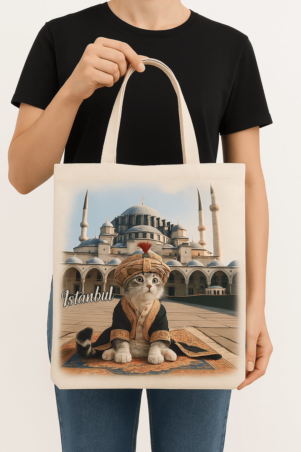 Kedi Baskılı Bez Çanta, Omuz Çantası, 40*30 cm, Genç, Yetişkin Kadın Unisex Çanta, Okul, Tatil Gezi Çanta Model 3 - indirimsepeti