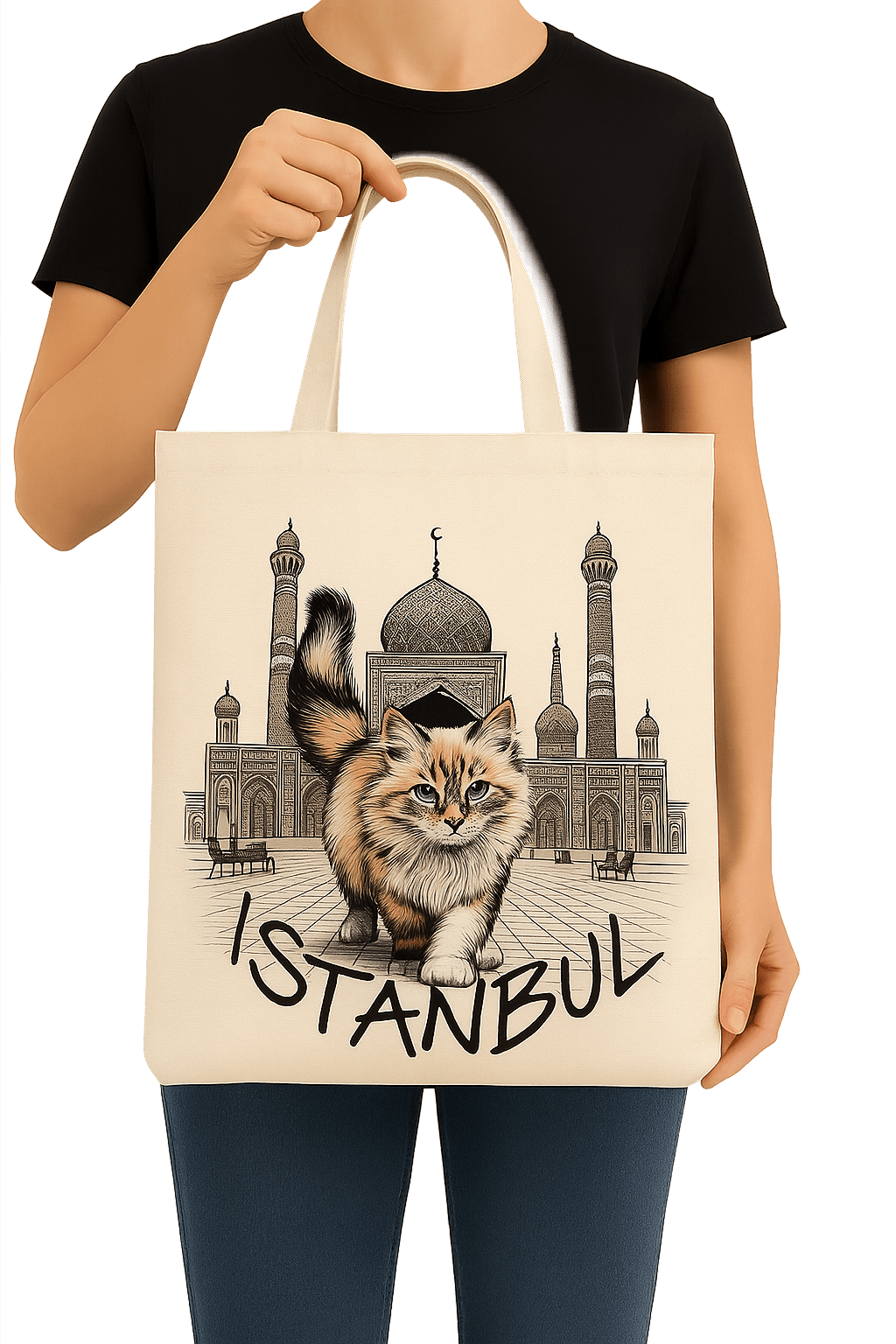 Kedi Baskılı Bez Çanta, Omuz Çantası, 40*30 cm, Genç, Yetişkin Kadın Unisex Çanta, Okul, Tatil Gezi Çanta Model 3 - indirimsepeti