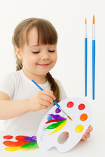 Resim Paleti ve Resim Fırça Seti 2 Adet Fırça Akrilik Boya Guaj Boya Suluboy