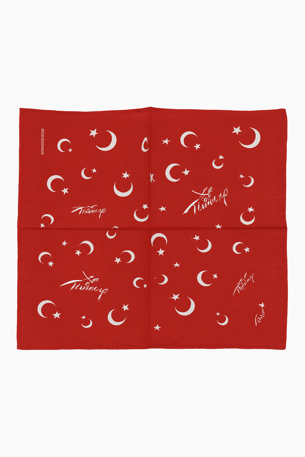 Türk Bayrağı Ayyıldız Desenli Kırmızı Bandana Fular Pamuklu