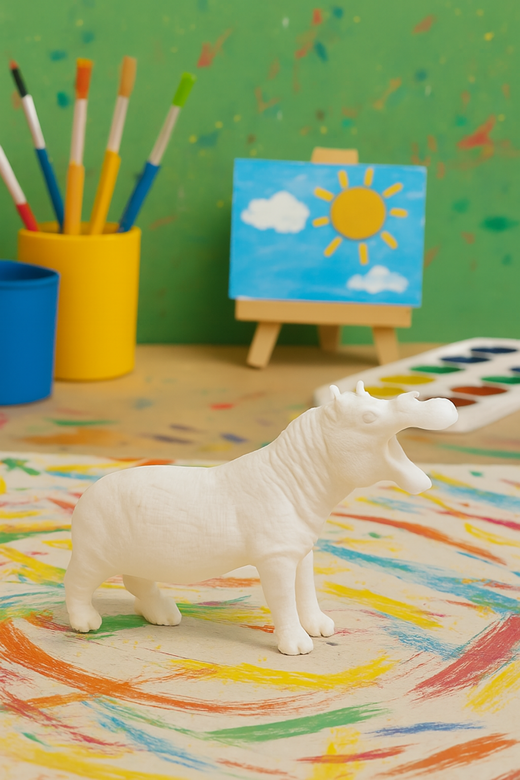 3D Hayvanlar Alemi Boya Seti – Dinozor Figürlü 6 Renkli Boya ve 2’li Fırça Seti