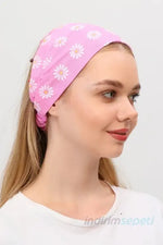 Bandana Papatya Desenli Boncuklu El Yapımı Saç Bandı Lastikli Saç Aksesuar Pembe - Indirimsepeti