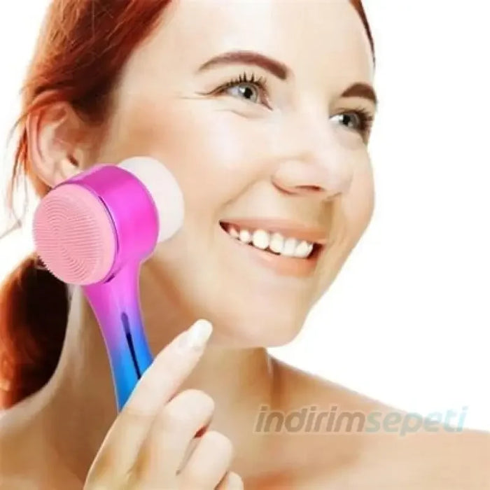Çift İşlevli Renkli Cilt Yüz Temizleme Fırçası Peeling Masaj Etkili Gözenek Temizleyici Alet - Indirimsepeti