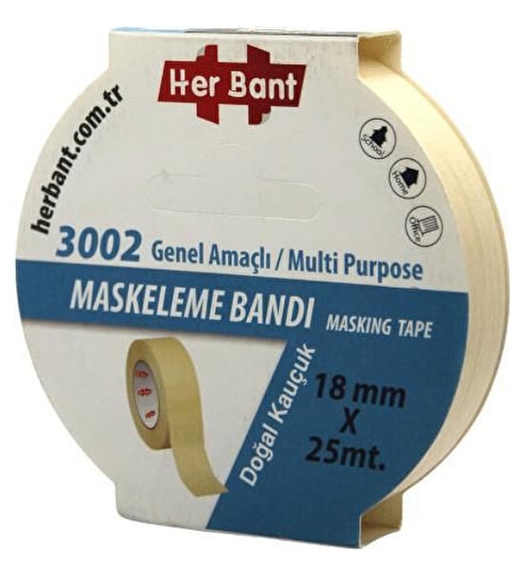 Her Bant Maskeleme Doğal Kauçuk 18 mm x 25 mt Bant - Indirimsepeti