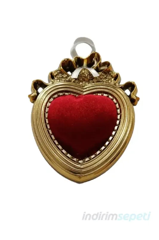 iğnelik Metal Görünümlü Kadife Sünger Büyük Boy Kalpli Askılı Düğün Nişan 14 x 11 cm - Indirimsepeti