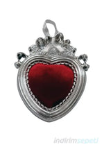 iğnelik Metal Görünümlü Kadife Sünger Büyük Boy Kalpli Askılı Düğün Nişan 14 x 11 cm - Indirimsepeti