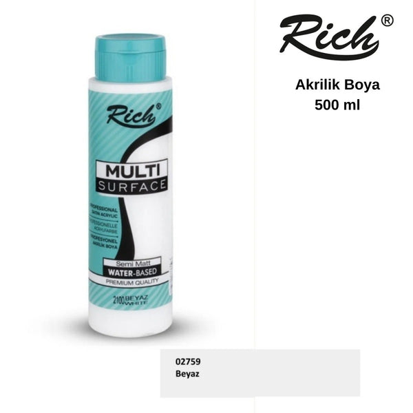 Rich Multi Surface Akrilik Boya 500ml 02759 Beyaz (2100)