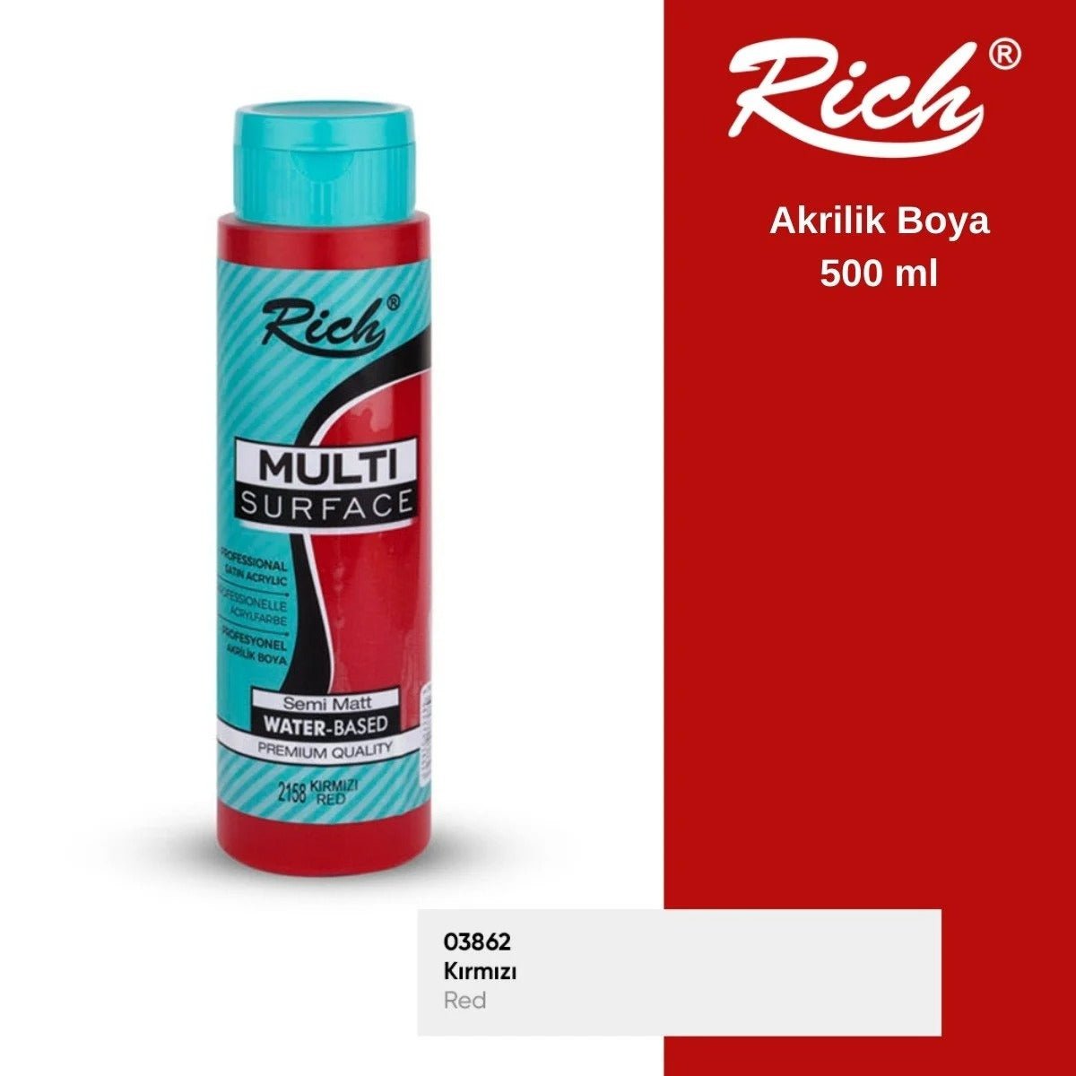Rich Multi Surface Akrilik Boya 500ml 2158 Kırmızı - indirimsepeti