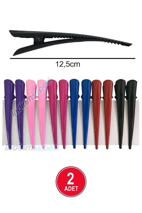 Metal Pens Saç Toka Klip Saç Tokası Renkli Düz Karışık Renk Büyük Boy 12 cm 2 Adet