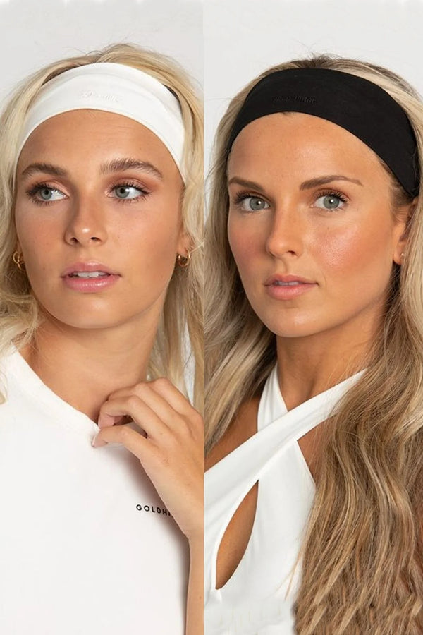 Kadın 2'li Pamuklu Penye  Siyah-Beyaz Esnek Bandana Saç Bandı Seti