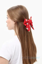 Kadın Papatya Lüx Saten Fiyonklu Otomatik Toka Kırmızı - Indirimsepeti