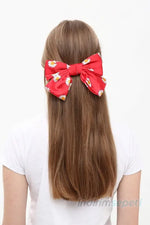 Kadın Papatya Lüx Saten Fiyonklu Otomatik Toka Kırmızı - Indirimsepeti