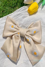 Kadın Papatya Lüx Saten Fiyonklu Otomatik Toka Krem - Indirimsepeti