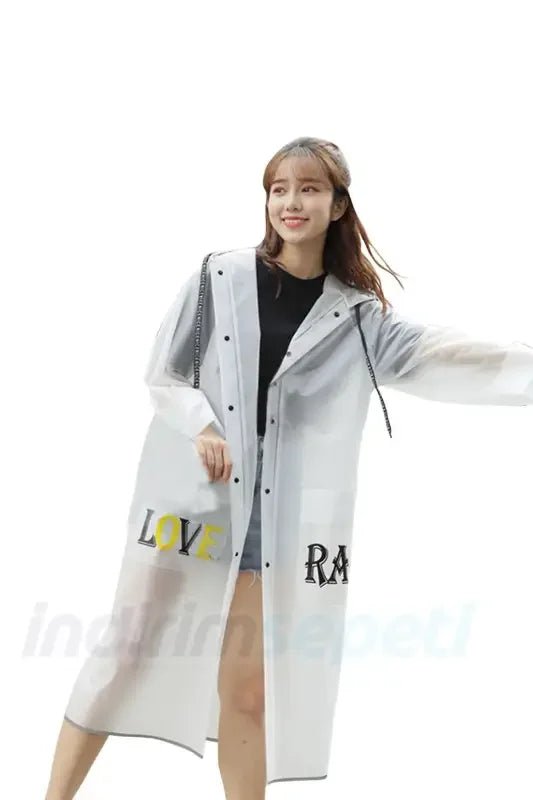 Kalite Unisex Yağmurluk Cepli Dayanıklı Love Rain Taşıma Çantalı L - indirimsepeti