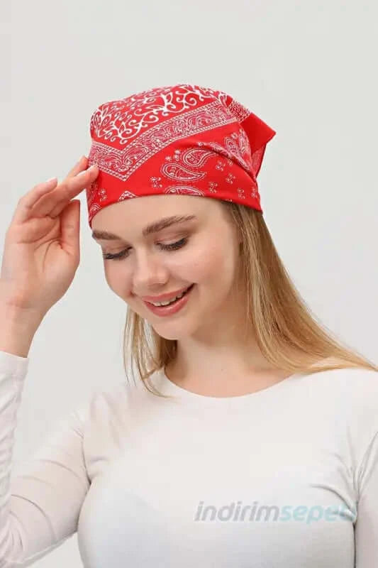 Bandana Etnik Desenli Bisiklet & Motosiklet Etkinlik Gezi Eğlence Pamuklu Kırmızı 4 Model - Indirimsepeti