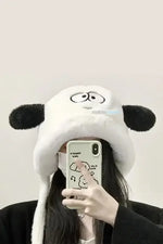 Kürklü Kulaklıklı Pelüş Şapka Bere Balıkçı Şapkası Sevimli Göz - Indirimsepeti