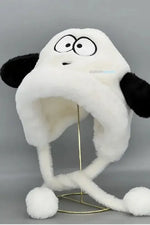 Kürklü Kulaklıklı Pelüş Şapka Bere Balıkçı Şapkası Sevimli Göz - Indirimsepeti