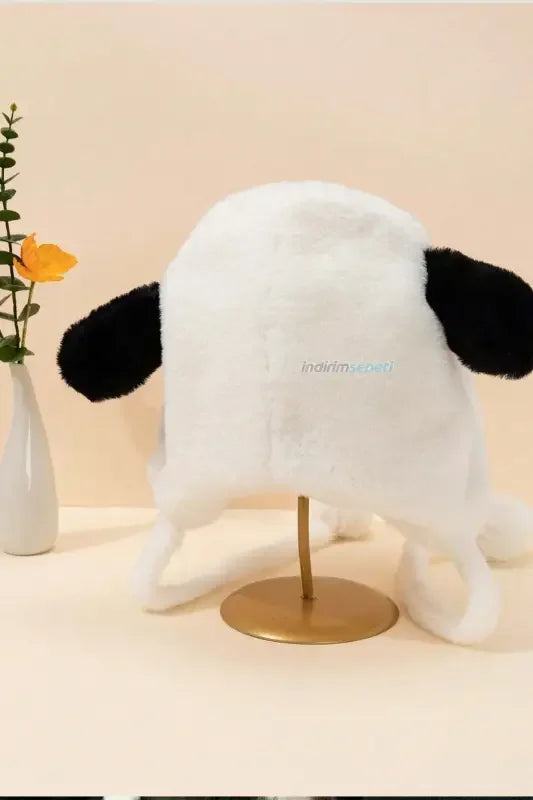 Kürklü Kulaklıklı Pelüş Şapka Bere Balıkçı Şapkası Sevimli Göz - Indirimsepeti