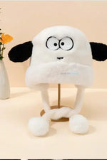 Kürklü Kulaklıklı Pelüş Şapka Bere Balıkçı Şapkası Sevimli Göz - Indirimsepeti