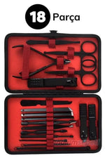 Lüks Seri 18 Parça Çanta Tipi Paslanmaz Çelik Manikür Pedikür Profesyonel Tırnak Bakım Temizlik Seti - Indirimsepeti