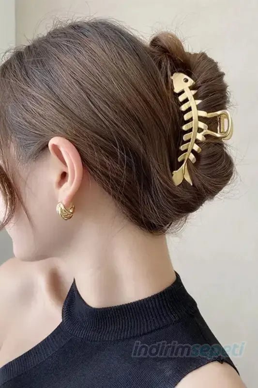 Metal Mandal Toka Balık iskelet Model Klips Saç Toka saç Aksesuar - indirimsepeti
