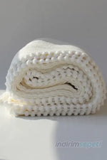 Örgü Desen Bebek Pikesi Organik Pamuk Bebek Battaniyesi Ekru 100x120 Cm - Indirimsepeti