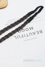 Örgülü Lastikli Saç Bandı Saç Aksesuar Hairband Kahverengi 2 Adet - Indirimsepeti