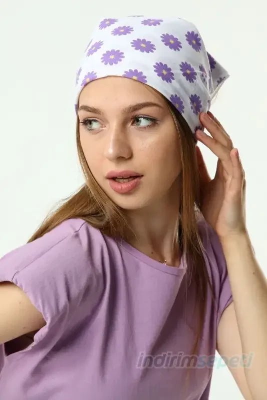 Bandana Papatya Bisiklet & Motosiklet Etkinlik Gezi Eğlence Pamuklu Beyaz - Indirimsepeti