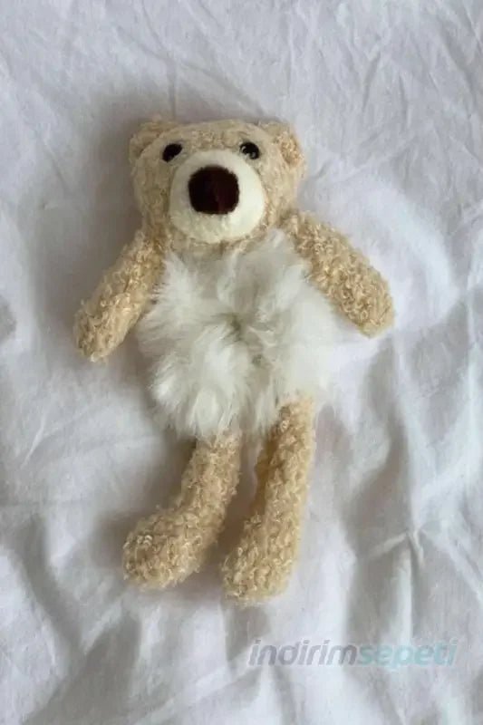 Peluş Ayıcıklı Kürklü Simit Toka Lastik Toka Saç Aksesuar - indirimsepeti