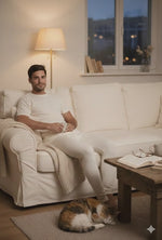 Erkek Kısa Kollu Krem Yün Atlet– %75 Yün %25 Akrilik, 4 Mevsim Nefes Alan Rahat içlik Fanila