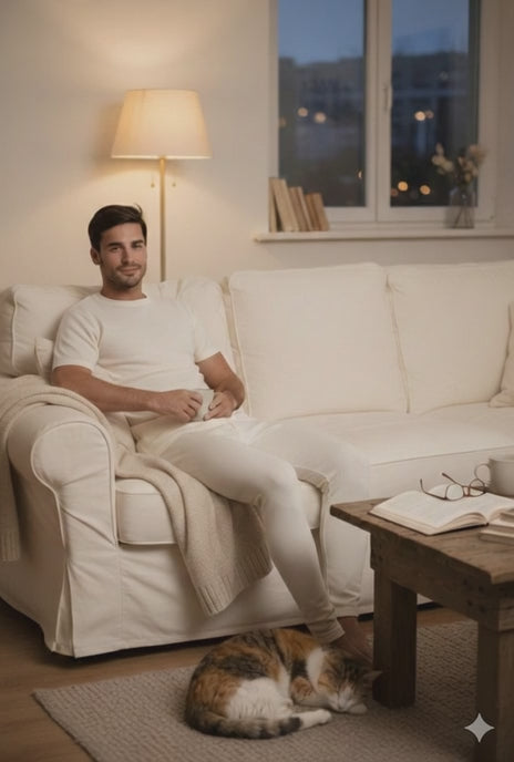 Erkek Kısa Kollu Krem Yün Atlet– %75 Yün %25 Akrilik, 4 Mevsim Nefes Alan Rahat içlik Fanila