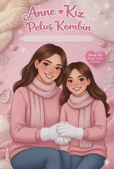 Anne Kız Peluş Eldiven Kombini – 2 Çift Beyaz Yumuşak Kışlık Eldiven | Sıcacık & Şık