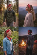Kırmızı Etnik Desenli Üçgen Pamuklu Bandana 70×48×48 cm – 4 Mevsim Saç & Boyun Aksesuarı