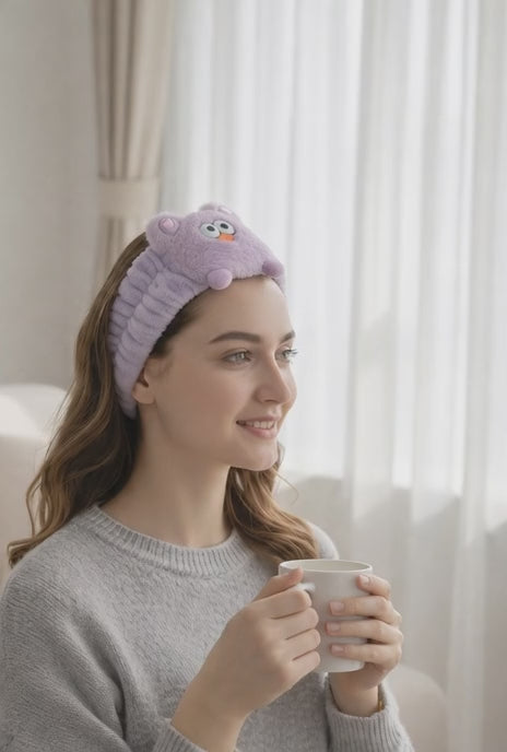 Peluş Karakterli Yüz Yıkama Bandı  | Yumuşak & Esnek Spa Saç Bandı 1  Adet